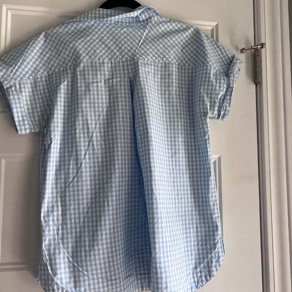 Vineyard Vines Blue Gingham Short Sleeve Button Top – Size 10 - Picture 3 of 5